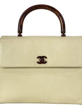CHANEL Trapezoidal bag Cream Calfskin Handbag